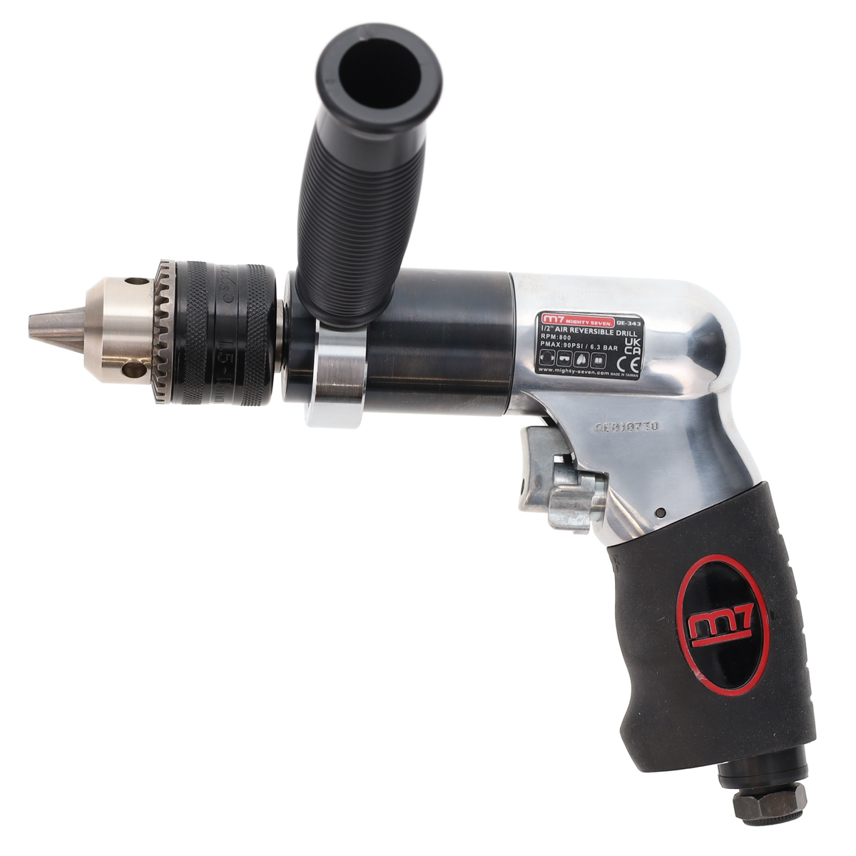 QE-343 800 RPM 1/2" Air Reversible Drill with Key Chuck