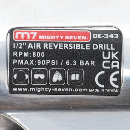 QE-343 800 RPM 1/2" Air Reversible Drill with Key Chuck